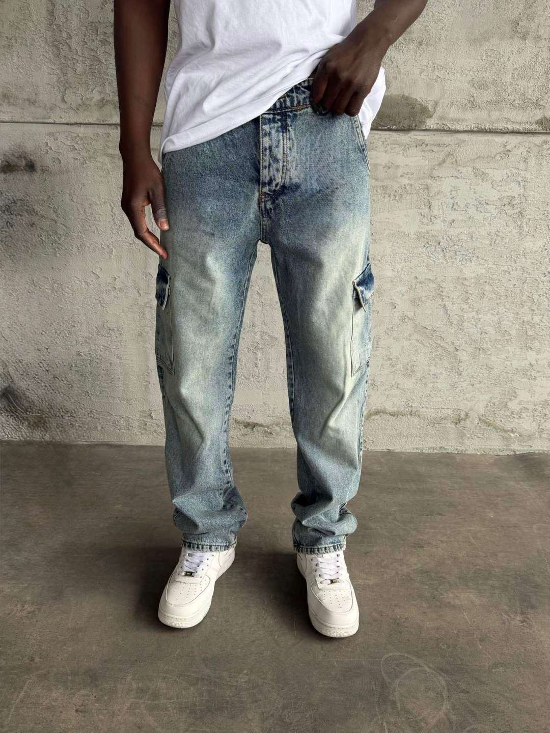 BLUE DIRTY WASHED CARGO JEAN