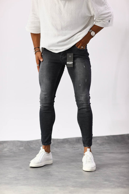 SCRATCH WASHED BLACK SLIM FIT JEAN